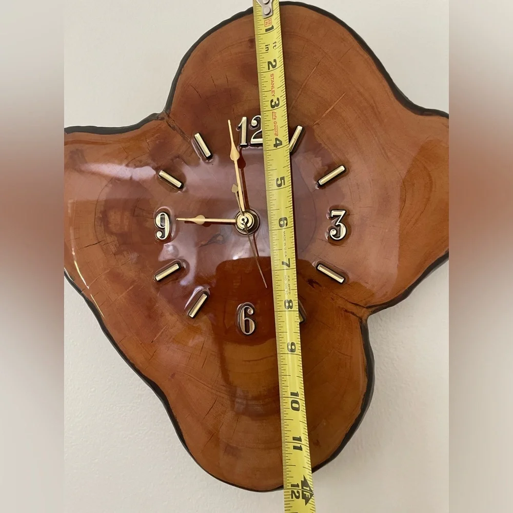 Vintage Wood Clock Live Edge High Gloss